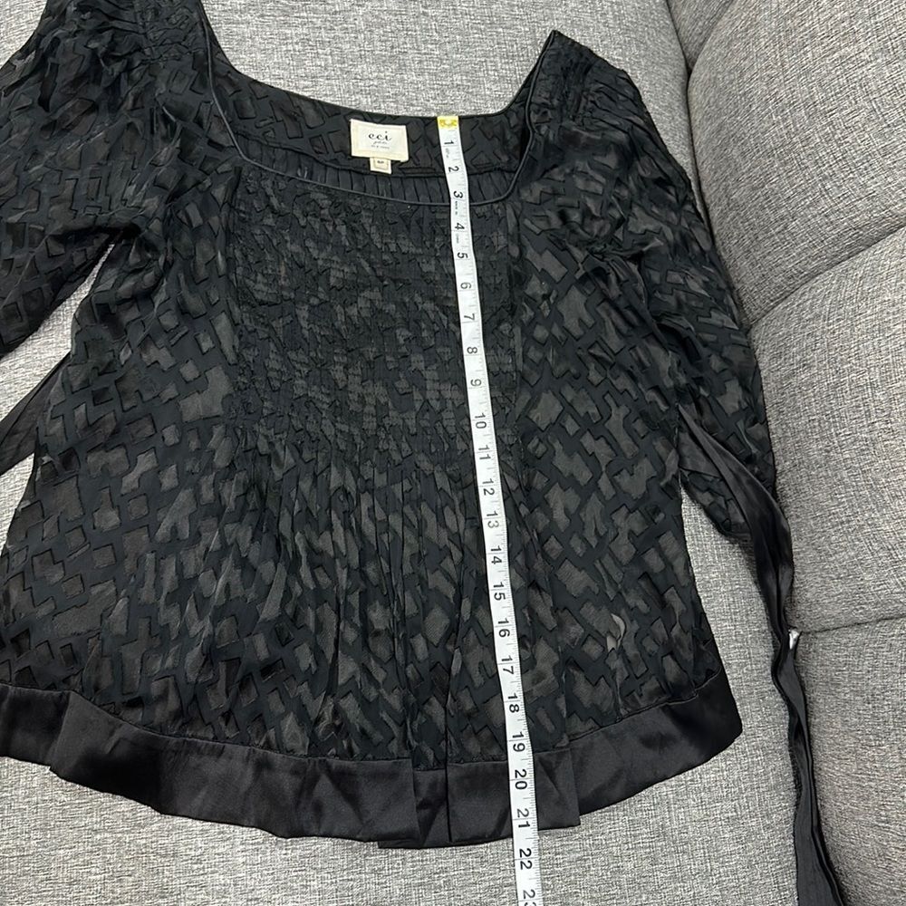 ECI New York Womens Tie Back  PleatedChiffon Blouse Sz 6P - Picture 15 of 16